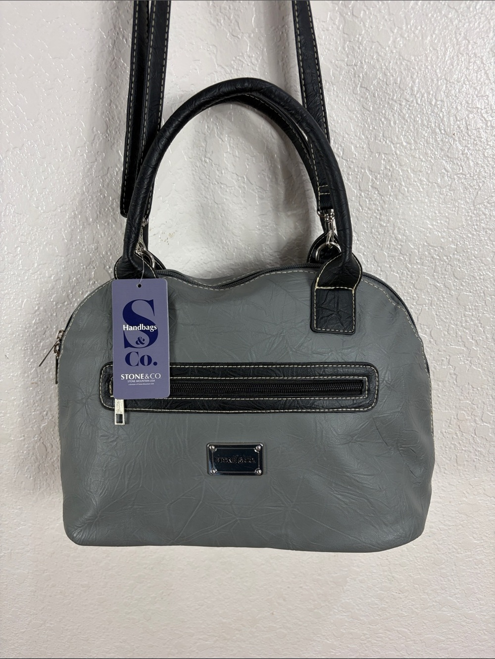 Stone & Co. Gray and Black Women’s Shoulder Satchel
